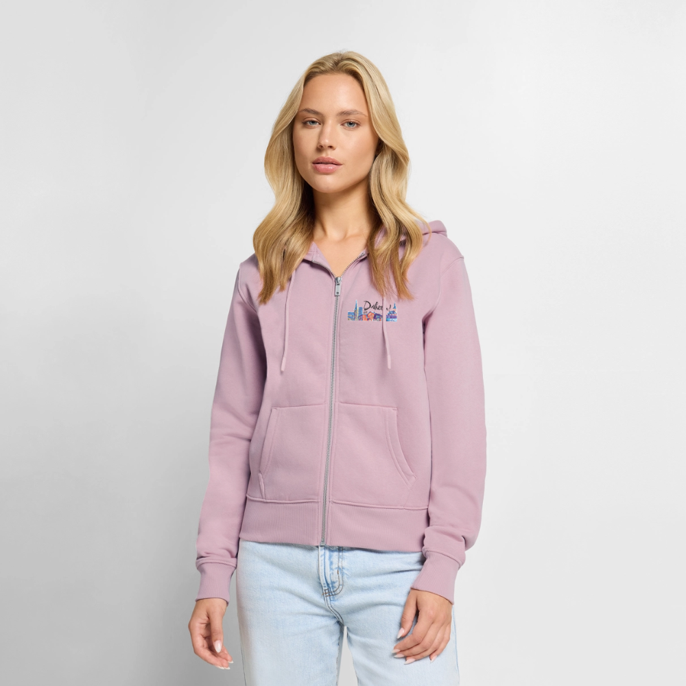 Frauen Premium Kapuzenjacke "Skyline + Däheem!" – Bild 2